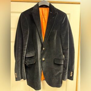 Ben Sherman Black Velvet Blazer with Orange Lining 43 regular